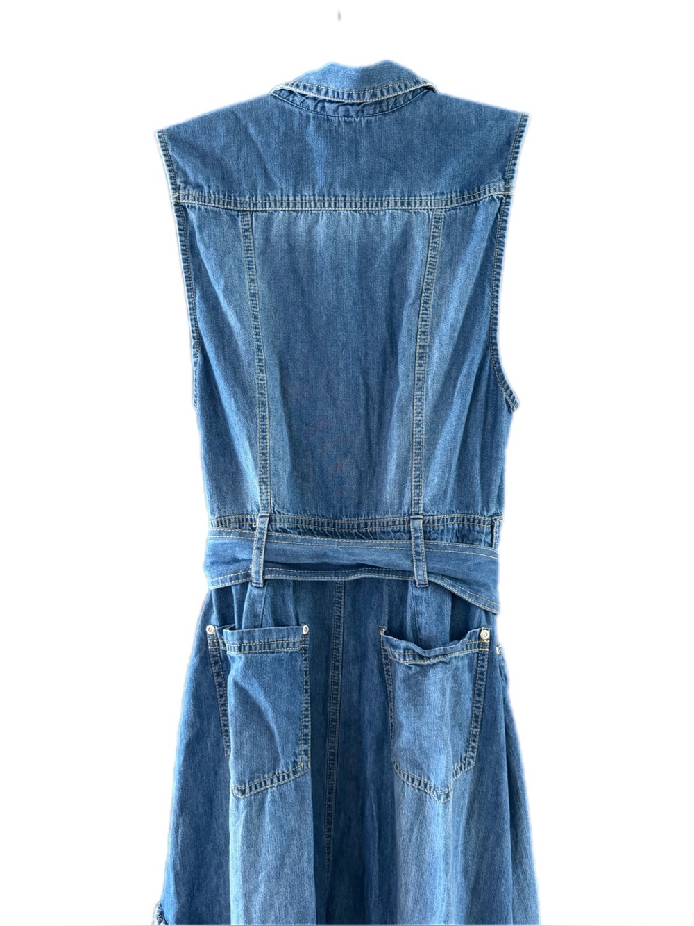 Free People Beau Midi denim asymmetrical tiered dress medium like new - Picture 11 of 16